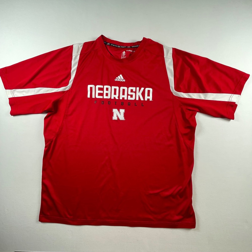Adidas Nebraska Football ClimaCool Jersey‎ Mens XL Red White Short Sleeve Shirt - Picture 3 of 8